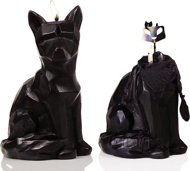 Gute Geometric Fox Candle - Spooky Unique Gift for Animal Lovers - Goth, Gothic Skeleton Candle 7" H - Burns for 5.5 Hours - Party Gifts, Birthday Gifts - Image 2