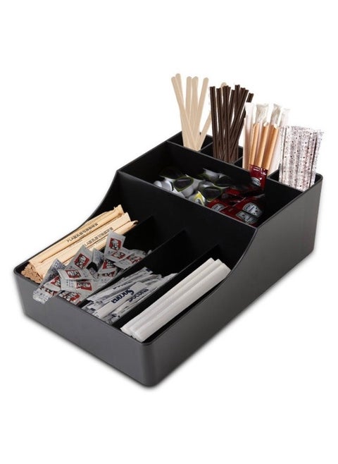 Multi Function Straw Rack Storage Box Coffee Condiment Organizer Tea Bag Holder