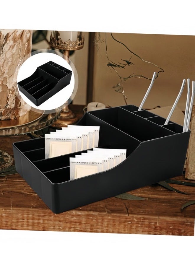 Generic - Multi Function Straw Rack Storage Box Coffee Condiment Organizer Tea Bag Holder - Image 1