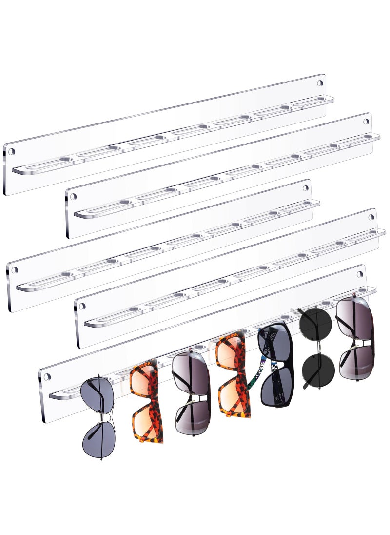 Chunful 5 Pack Acrylic Sunglasses Organizer Storage Wall Mounted Eyeglasses Holder Hanging Eyewear Display Rack Hanger for Entryway Shelf Clear 