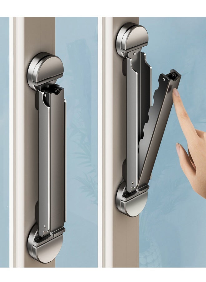 HOMESTAR 2 Pcs Foldaway Clothes Wall Mounted Drying Rack with Suction Cup,All Metal in Space Aluminum, Foldable, Retractable, Portable for Laundry ﻿，Foldable Clothes Drying Rack with Retractable Rod - Image 3