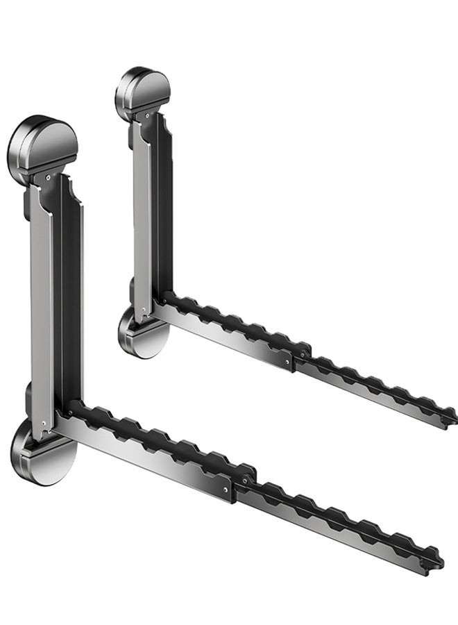 HOMESTAR 2 Pcs Foldaway Clothes Wall Mounted Drying Rack with Suction Cup,All Metal in Space Aluminum, Foldable, Retractable, Portable for Laundry ﻿，Foldable Clothes Drying Rack with Retractable Rod - Image 1