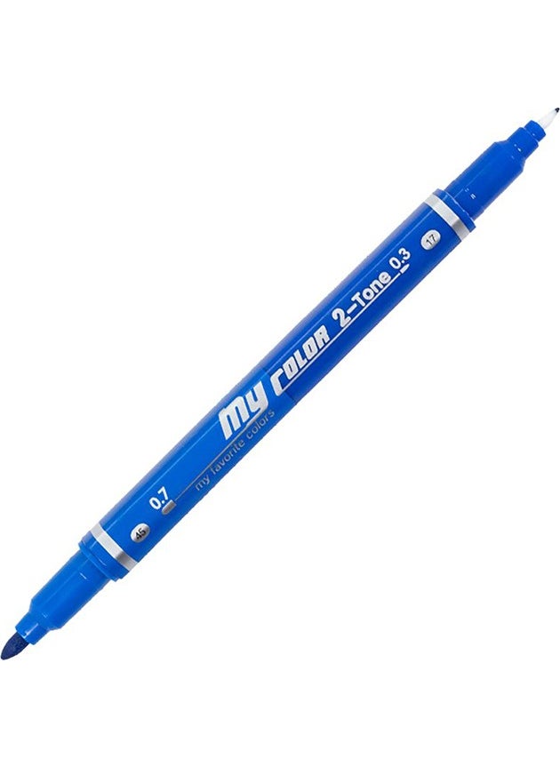Dong-A My Color 2tone Double-Ended Felt Tip Pen Soft Blue-Ultramarine Light 45/17  - Image 1