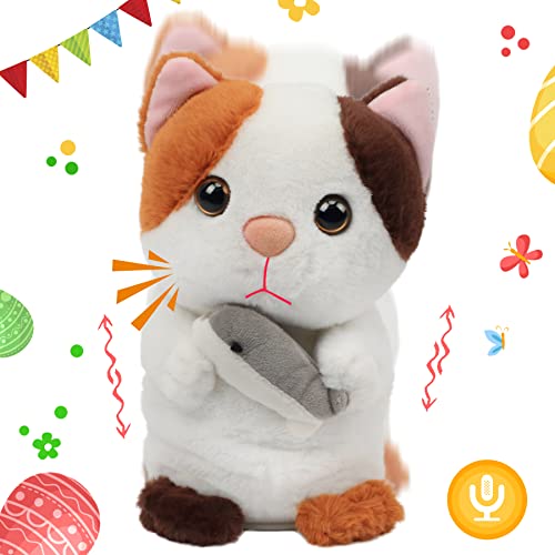 Hopearl Talking Kitty Repeats What You Say Cat with Fish Nodding Electric Interactive Animated Toy Speaking Plush Buddy Gifts for Toddlers 7 - Image 1