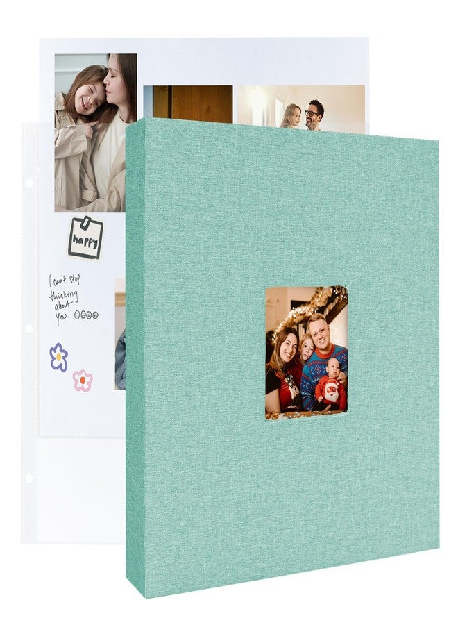 ألبوم صور كبير الحجم (12×12 بوصة) بثلاث حلقات، غلاف من الكتان، 60 صفحة، 30 غلافًا بلاستيكيًا، صفحات بيضاء، مناسب لحفلات الزفاف، صور الأطفال، صور السفر، صور النساء والأطفال (أزرق سماوي). - Image 1