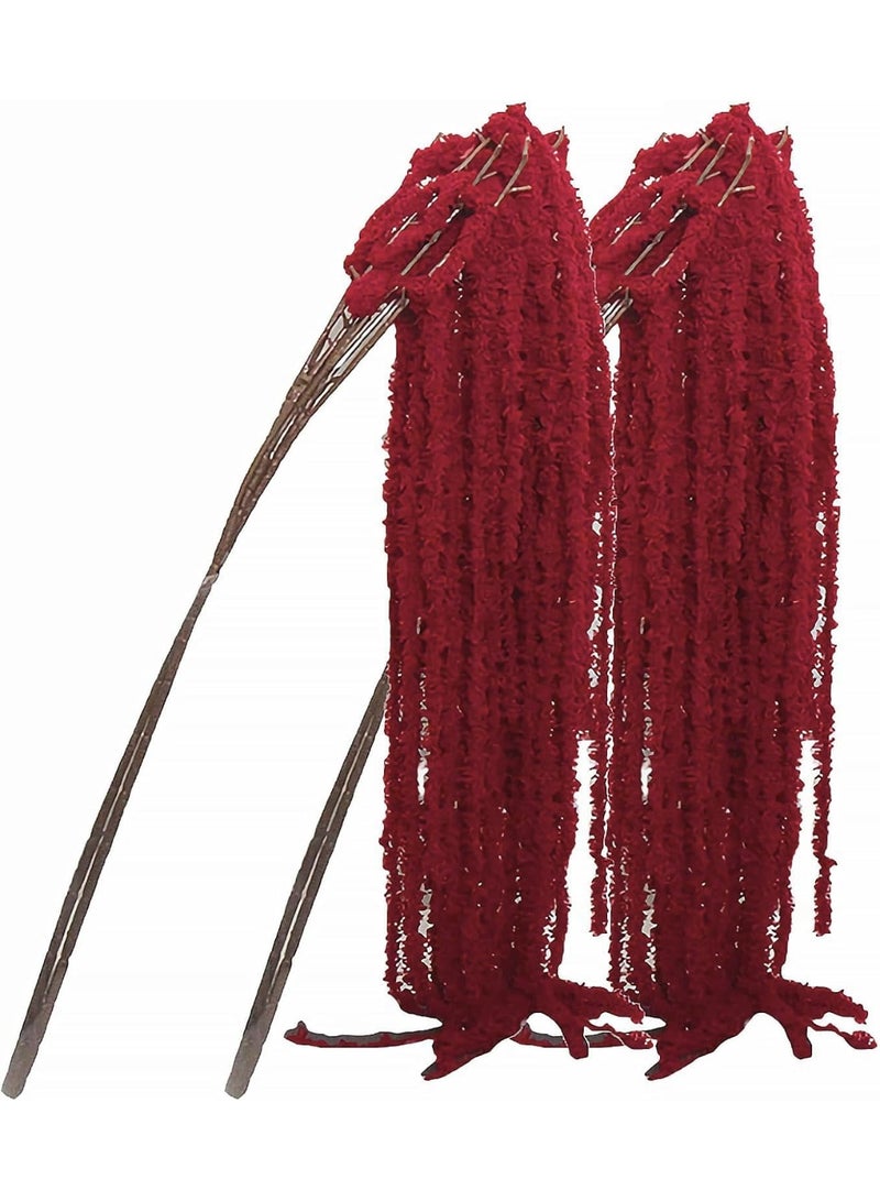 LATIFA 4pcs Artificial Amaranthus Hanging Plants, 22" Faux Lover Tears for Decor, Red - Image 1