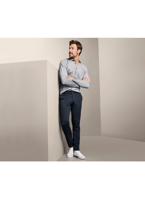 Men Regular Fit Plain Non Stretch Dress Pants, Navy