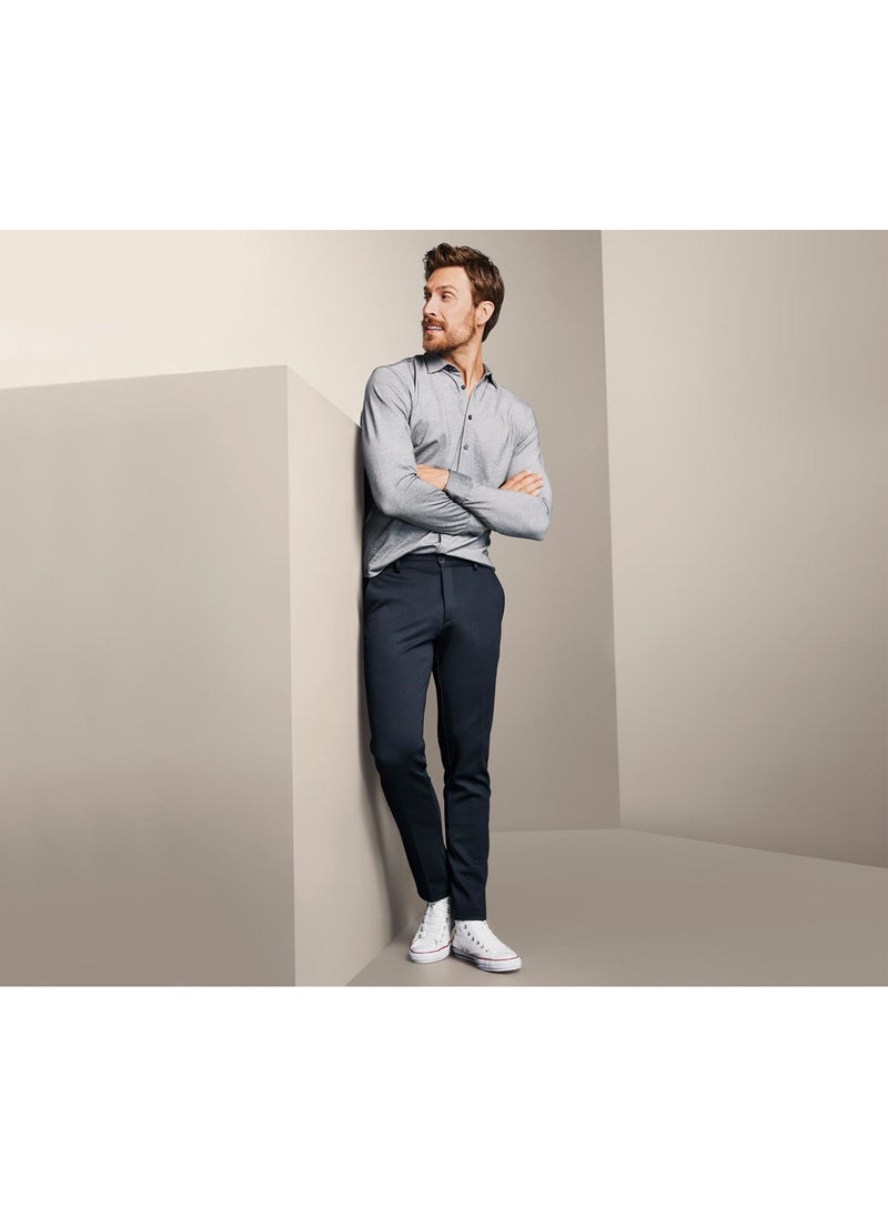 Tchibo Men Regular Fit Plain Non Stretch Dress Pants, Navy  - Image 1