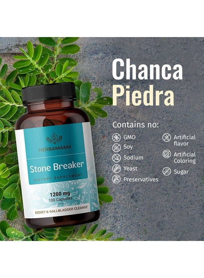 HERBAMAMA Stone Breaker Chanca Piedra Pills - Organic Chanca Piedra Stone Breaker Kidney Stones Dissolver - Kidney & Gallbladder Cleanse - 1200mg, 100 Capsules - Image 5