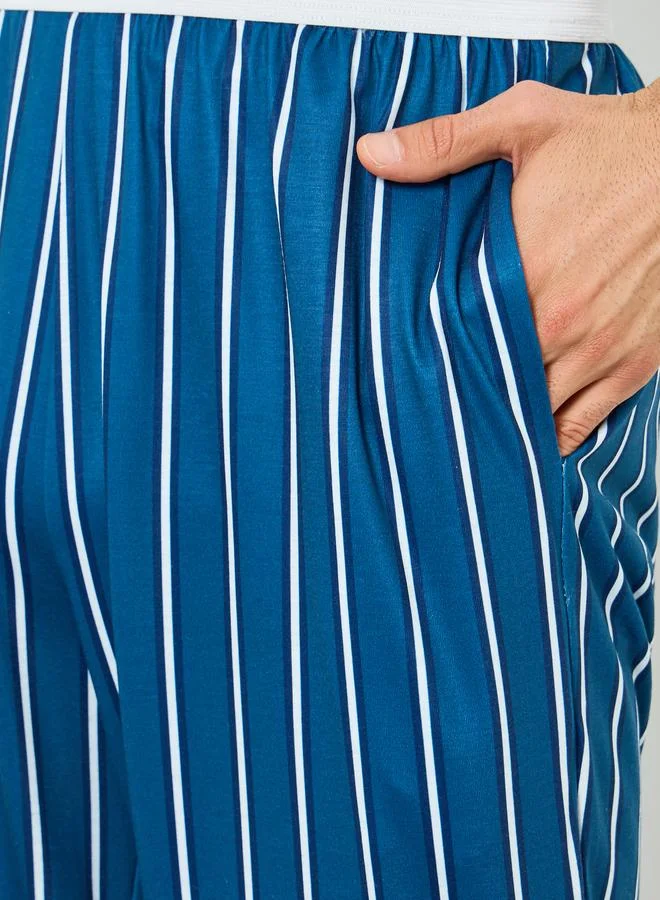 Styli  Men Navy Blue Striped Pyjama Pants for Men | Best Price UAE