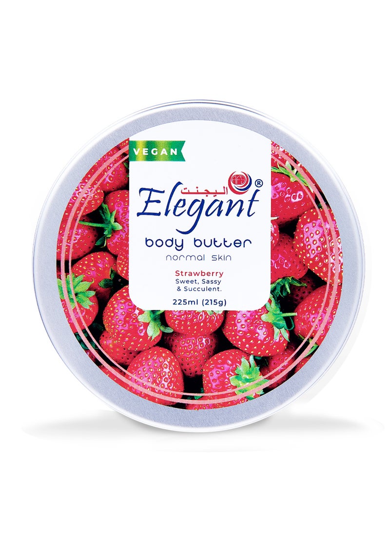 Elegant Strawberry Body Butter, 225ML For Dry Skin, Vegan and Cruelty Free 