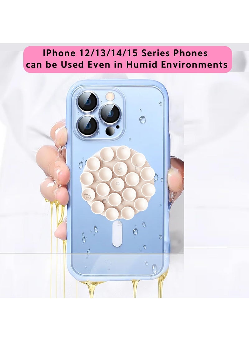 SYOSI - Silicone Suction Phone Case Magnetic Phone Mount, for iPhone 15/14/13/12 Series, Mirror Shower Phone Holder, Perfect for TikTok Videos and Selfies - Image 1