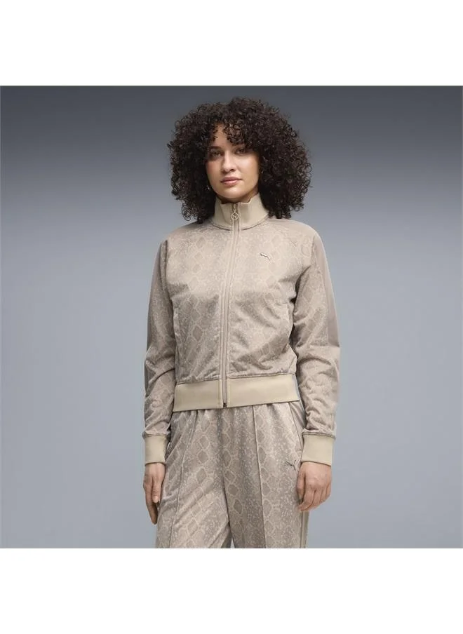 T7 Snake Print Short Track Jacket Women