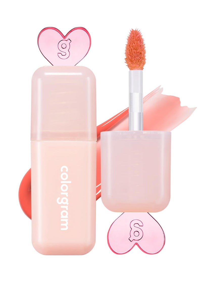 COLORGRAM Juicy Drop Tint 02 Peach Dew | Juicy Lip Gloss, Glowing Lip Stain with Fruity Colors, Buildable & Blendable, Highly Pigmented - Image 1