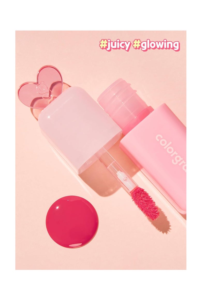 COLORGRAM COLORGRAM Juicy Drop Tint 02 Peach Dew | Juicy Lip Gloss, Glowing Lip Stain with Fruity Colors, Buildable & Blendable, Highly Pigmented  - Image 2