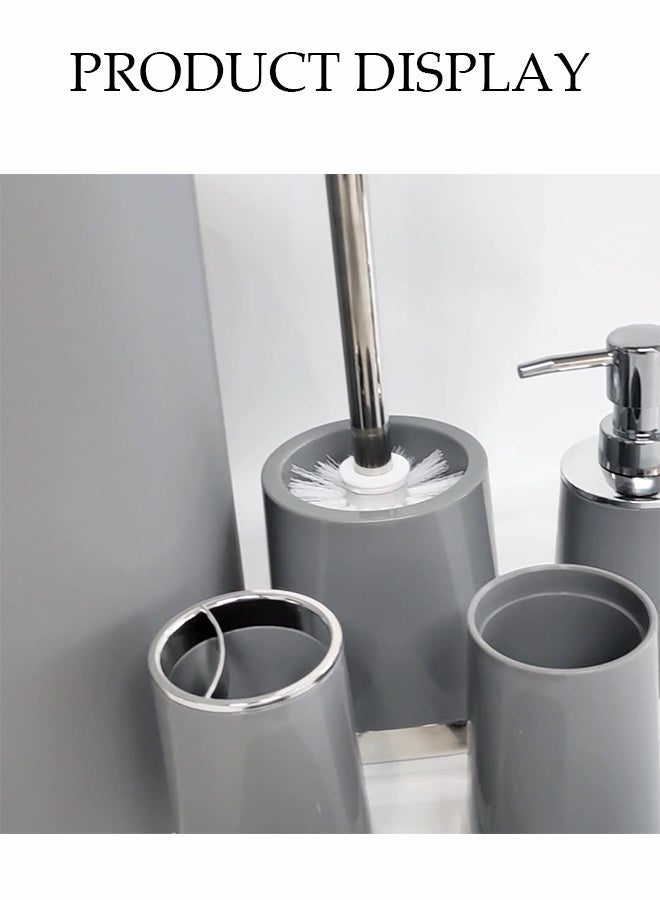 DUNISO 6 Pieces of Bathroom Accessories Set, Household Toiletries Set, Bathroom Storage Set,Sturdy and Durable， with Garbage can, Soap Dish, Toilet Brush, Mouthwash Cup, Lotion Bottle, Toothbrush Holder,Suitable for Family and Travel Use - Image 4