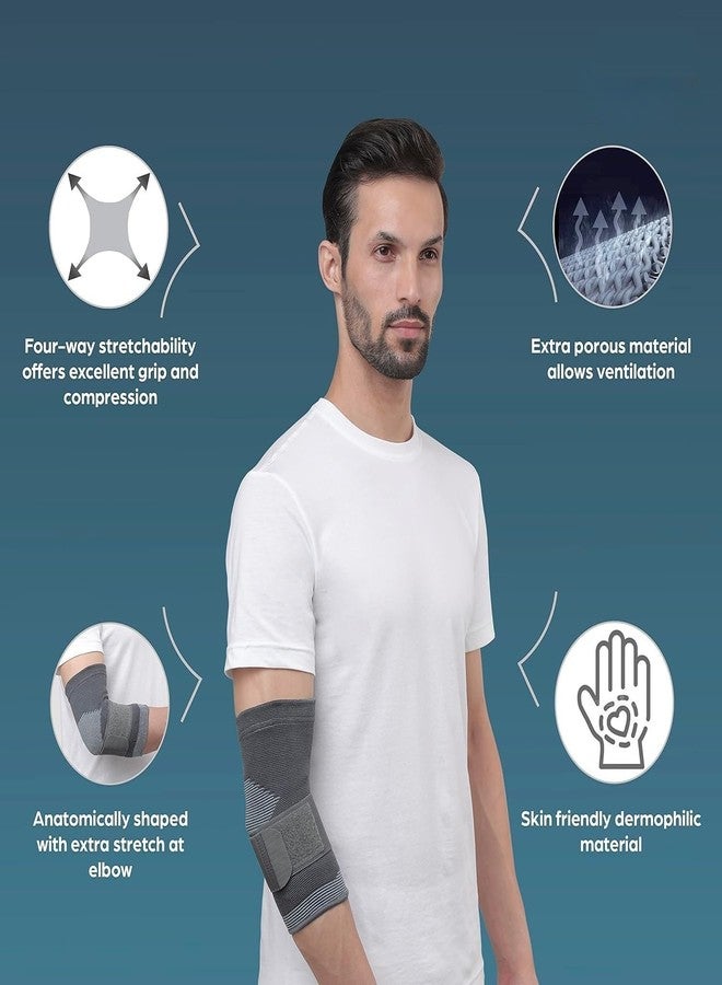 AHKIS Elbow Support, for Joint Stability & Pain Relief | Breathable & Lightweight for Sports, Arthritis, Workout, Gym & Exercise | Easy Elbow Movement With Comfort | Pack of 1 - Image 3