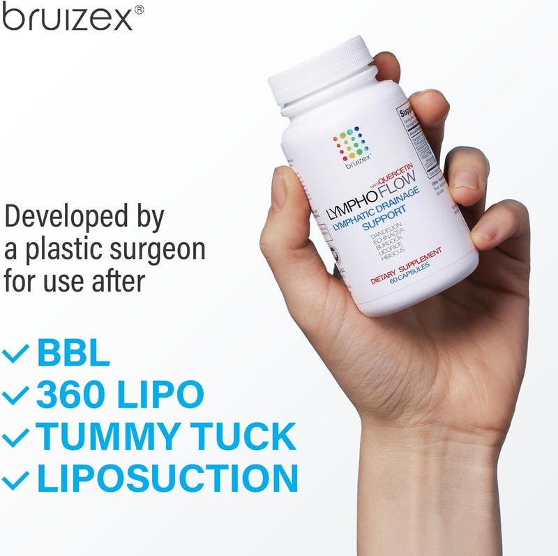 Bruizex Lympho Flow Lymphatic Drainage Supplement Supports Lymphatic System Health Liposuction BBL 360 Lipo Tummy Tuck  Lymphedema Post Surgery Recovery Made with Qercetin 60 Capsules - Image 3