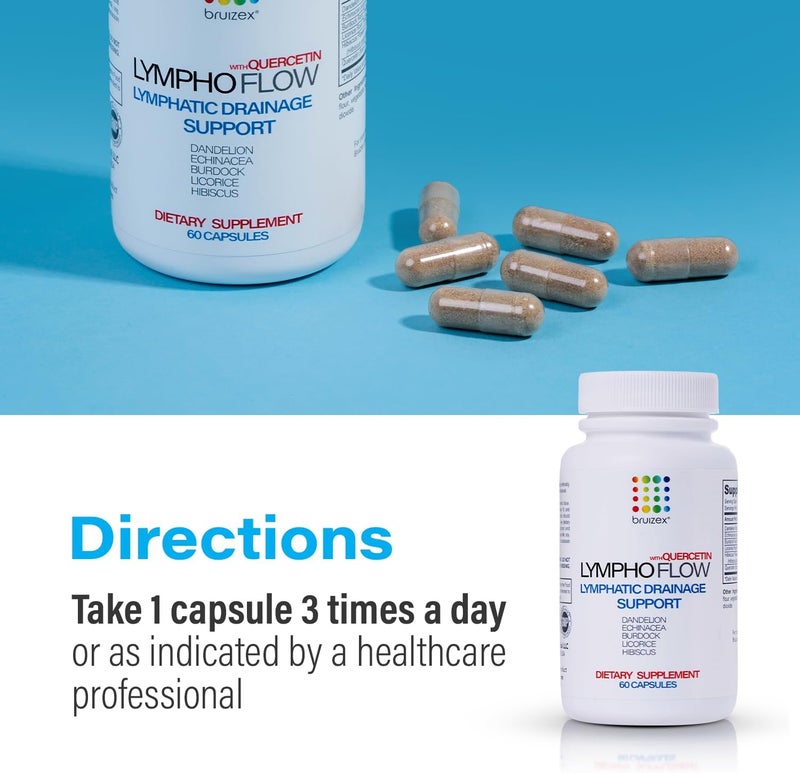 Bruizex Lympho Flow Lymphatic Drainage Supplement Supports Lymphatic System Health Liposuction BBL 360 Lipo Tummy Tuck  Lymphedema Post Surgery Recovery Made with Qercetin 60 Capsules - Image 4