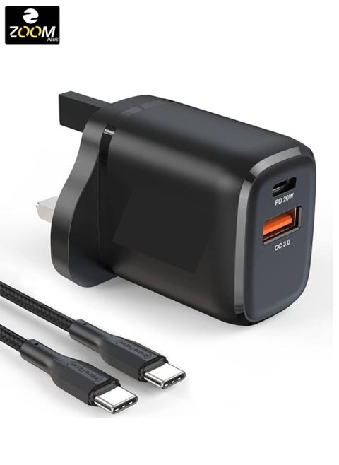 Powerful 36W PD 3.0 Wall Charger with 36W Super Fast Charging Type-C Port and a USB Port