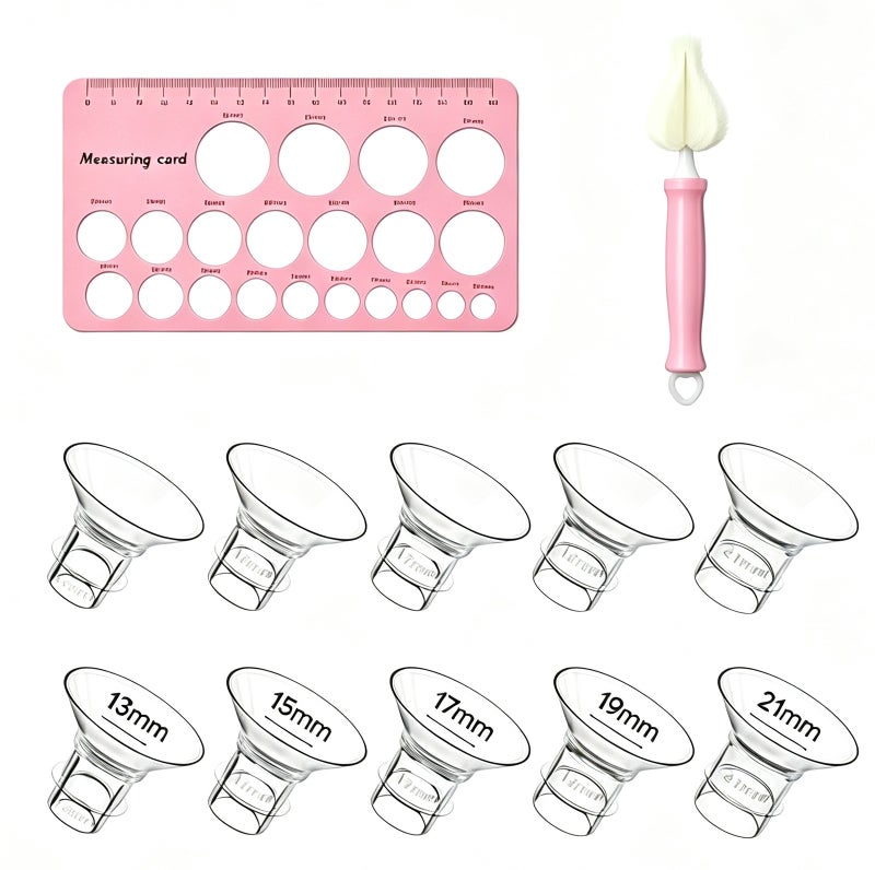 12PCS Silicone Flanges Insert Replacement Kit, Flange Sizing Kit 13/15/17/19/21mm for 24mm Flange/Shield Breast Pumps, Pumping Essential Kit for Moms - Image 1