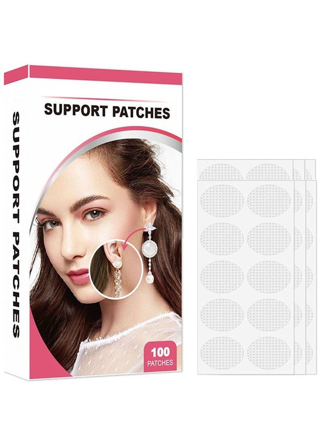 FASHION MANIA 100Pcs Ear Lobe Support Patches Clear Earring Stickers  - Image 1