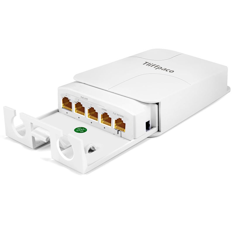 Tliffpaco Outdoor Gigabit PoE Extender 5 Port PoE Repeater 90W in 60W Out Switch Waterproof Vlan IEEE8023afatbt Extend Additional 100m328ft 101001000Mbps Wall Mount Plug and Play - Image 2