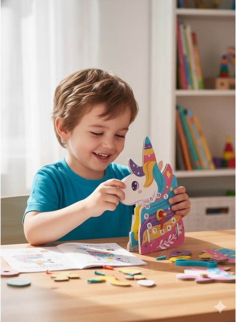 Saudi Select Enchanting STEM DIY Unicorn Clock Building Toy for Early Development - Fun Learning & Education Science Kit, Family Parenting Game, Party Gift for Boys and Girls - Image 2
