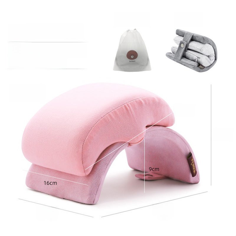 Pillow Folding Nap Pillow for Primary School Students Sleeping Pillow Office Sleeping Artifact Table Children's Lunch Break Pillow Portable(Large Memory Foam C Pillow-Pink, Foldable does not take up space) - Image 1