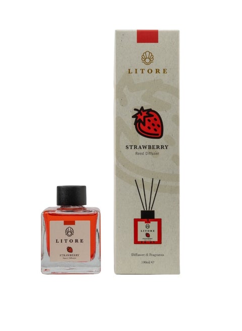 Litore Strawberry Reed Diffuser, Best Diffuser Aromatherapy Perfume, Home Fragrance, Oil Diffuser & Reed Diffuser Sticks - Perfect for Home & Office - 100 ml