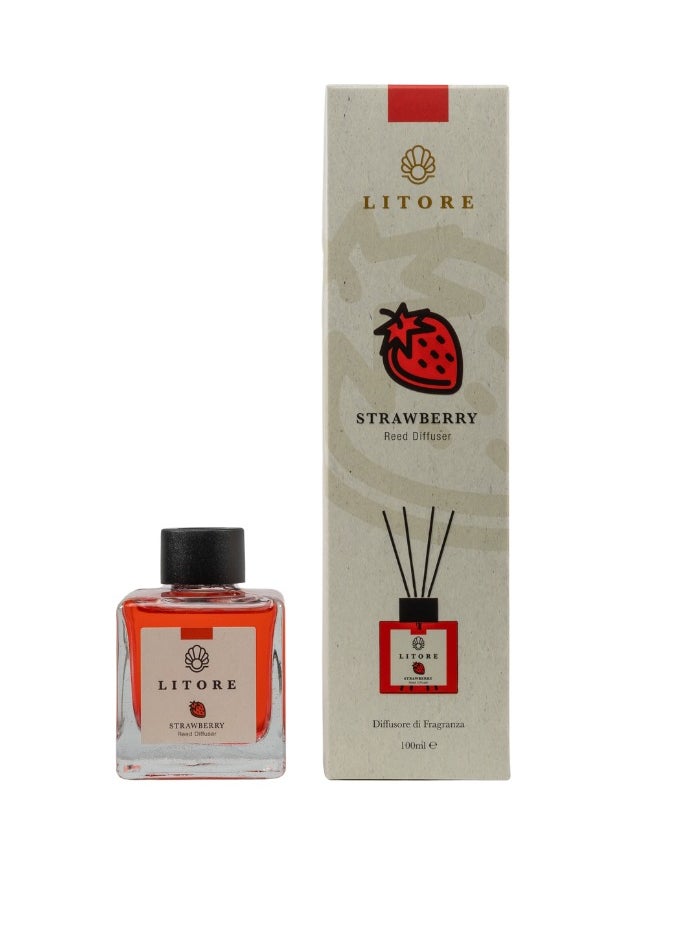 Litore - Litore Strawberry Reed Diffuser, Best Diffuser Aromatherapy Perfume, Home Fragrance, Oil Diffuser & Reed Diffuser Sticks - Perfect for Home & Office - 100 ml - Image 1