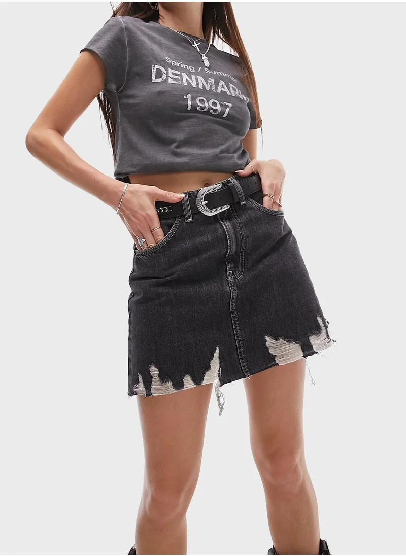 TOPSHOP High Waist Denim Skirt