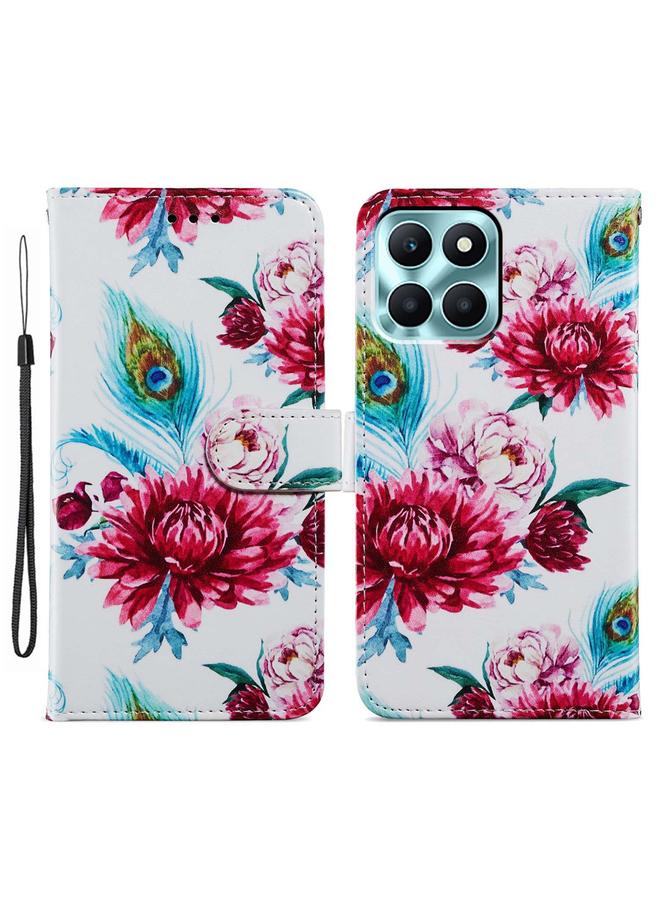 اس-توب جراب هاتف Honor X6A من الجلد بتصميم أفقي مرسوم عليه رسومات - Image 1