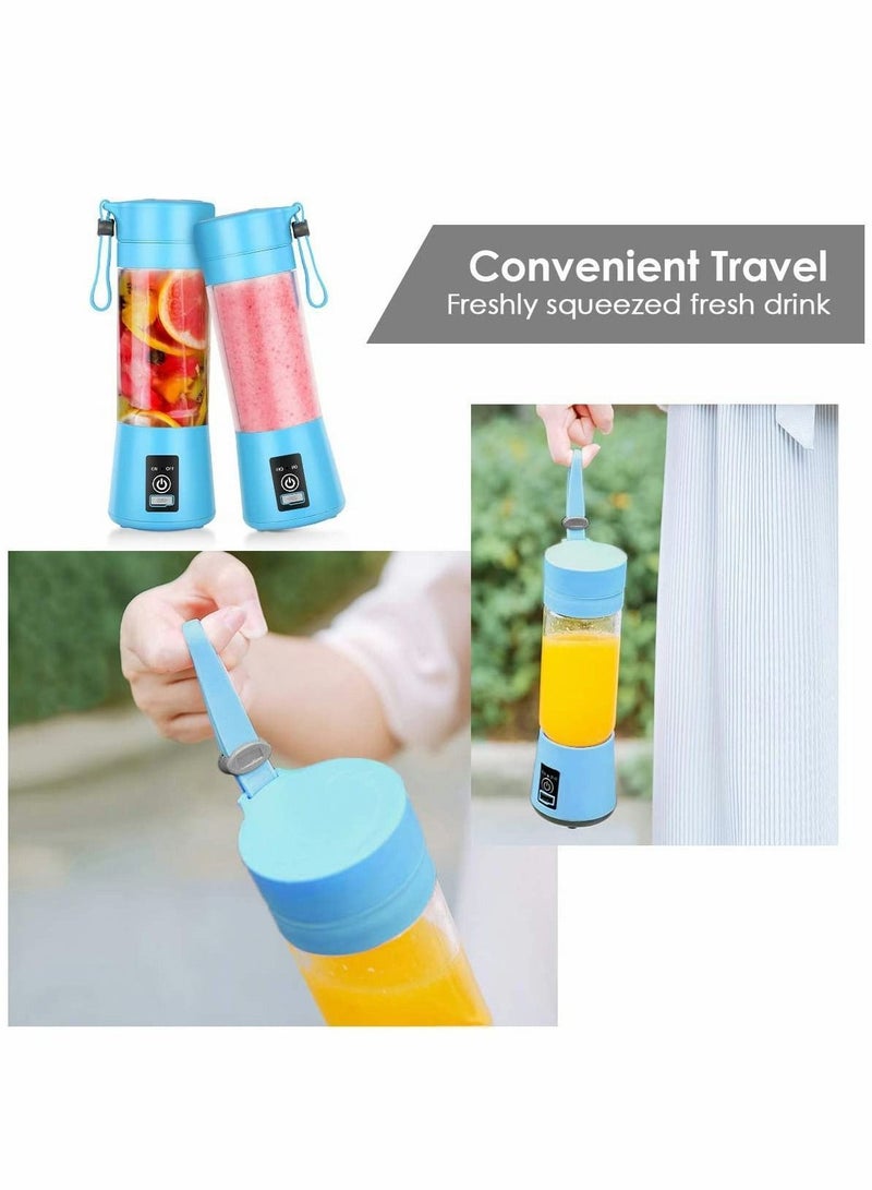 Portable Blender, Personal Blender for Shakes and Smoothies Size Blenders with USB Rechargeable Mini Fruit Juice Mixer Juicer Smoothie Bottles Travel 400ML Blue - Image 2
