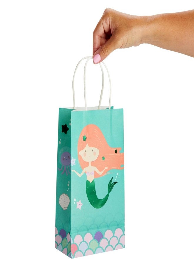 BLUE PANDA Mermaid Goodie Bags - 24 Mermaid Party Favors - Candy Buffet Treat Bags with Handle for Birthday Party Decoration & Undersea Goodies - Pack of 24, 5.3 x 3.2 x 9 in - Image 4