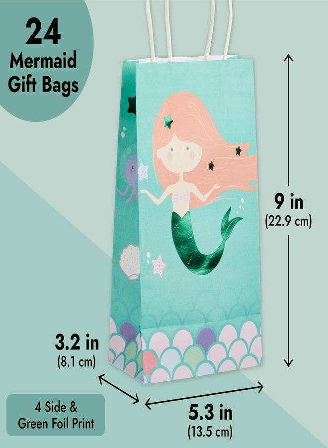 BLUE PANDA Mermaid Goodie Bags - 24 Mermaid Party Favors - Candy Buffet Treat Bags with Handle for Birthday Party Decoration & Undersea Goodies - Pack of 24, 5.3 x 3.2 x 9 in - Image 3