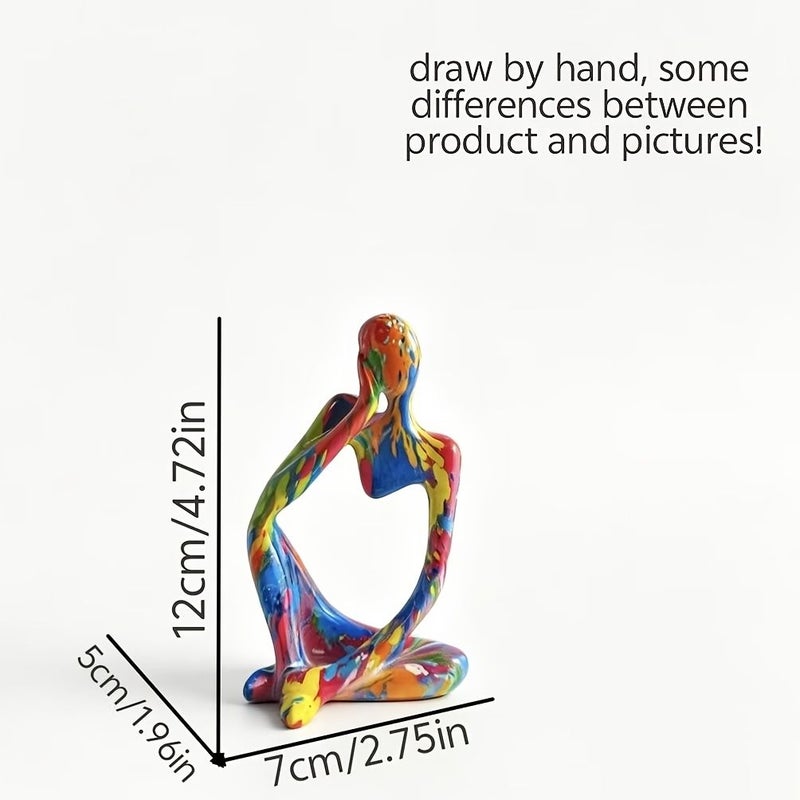 1pc Dusky Thinker Statue Sculpture Modern Graffiti Abstract Splatter Figurine Resin Hollow Translucent Contemporary Art Piece Office Desk Shelf Decoration Iconic Thinker Pose Design - Image 3