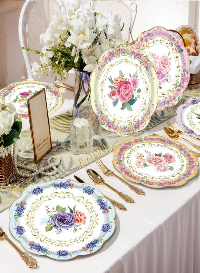 HiEnjoin 48PCS Floral Paper Plates, 7 Inch Disposable Tea Party Plates for Garden Party Supplies, Spring Flower Plates for Baby Shower, Bridal Shower, Birthday, Wedding Decorations - Image 4