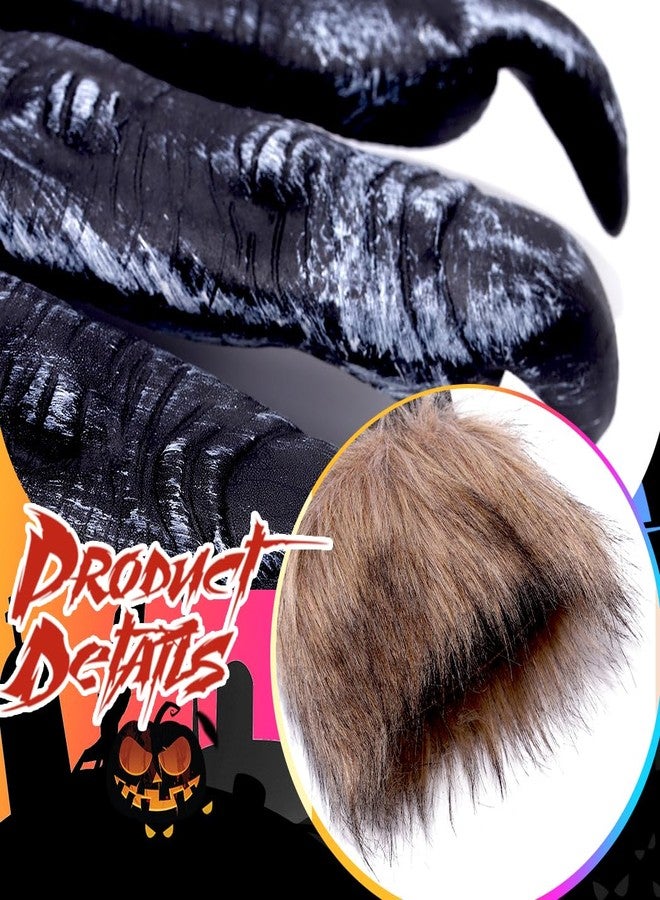 Urieo Halloween Werewolf Costume Gloves with Fur Claws, Scary Monster Hands - Image 5