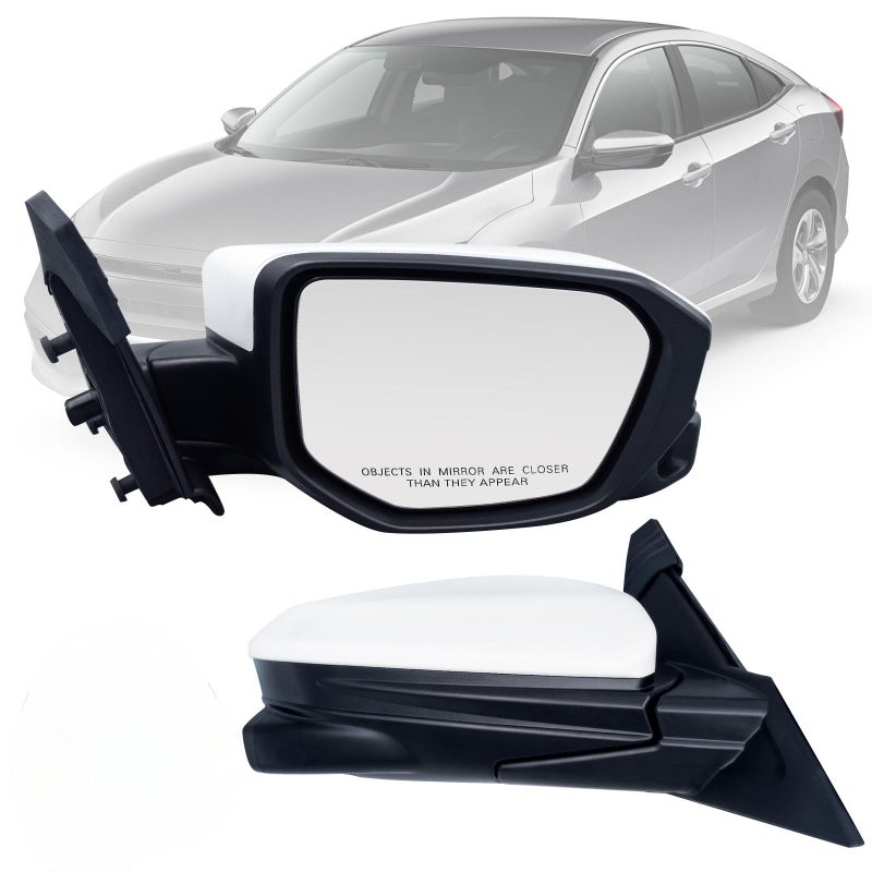 Passenger Side Mirror Compatible with Honda Civic 20162021 With Camera Heated Glass11PinsRight Door Mirror WhiteWithout Turn Singal