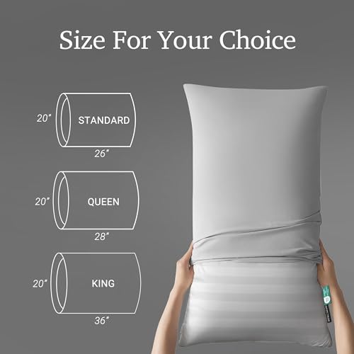 Hotel Grand Bed Pillows Standard Size Set of 2 Packs - 500 Thread Count 100% Cotton Medium Firm Hypoallergenic Feather Down Pillows Machine Washable Pillow for Back, Stomach or Side Sleepers, 20"x26" - Image 3