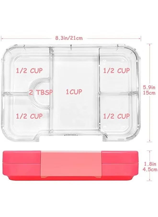 JWSISSIE Single Button Leak Proof Children's Bento Box Sealed And Fresh-Keeping 6 Compartments Plastic Lunch Box Pink 800-1000ML  - Image 2