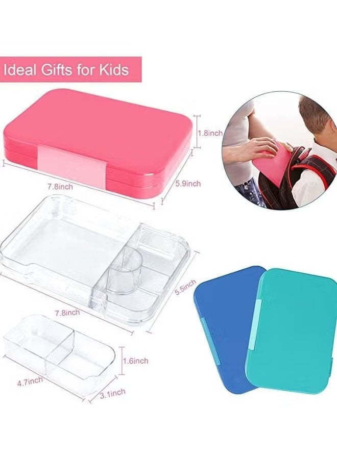 JWSISSIE Single Button Leak Proof Children's Bento Box Sealed And Fresh-Keeping 6 Compartments Plastic Lunch Box Pink 800-1000ML  - Image 4