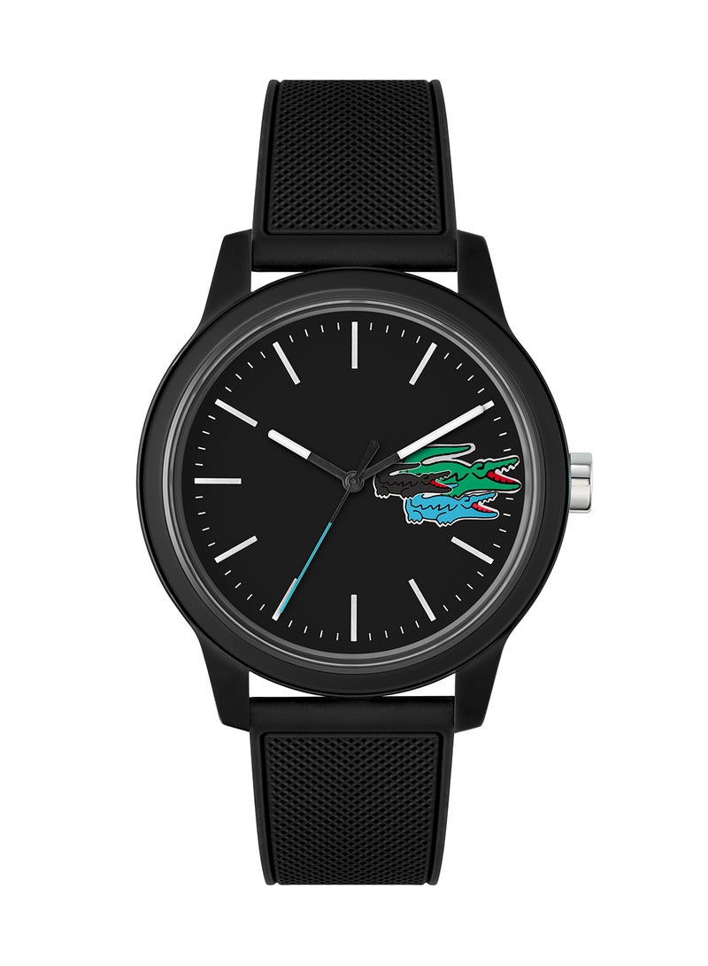 LACOSTE Men 12.12 Analog Quartz Black Silicone Watch - 2011134 - Image 1