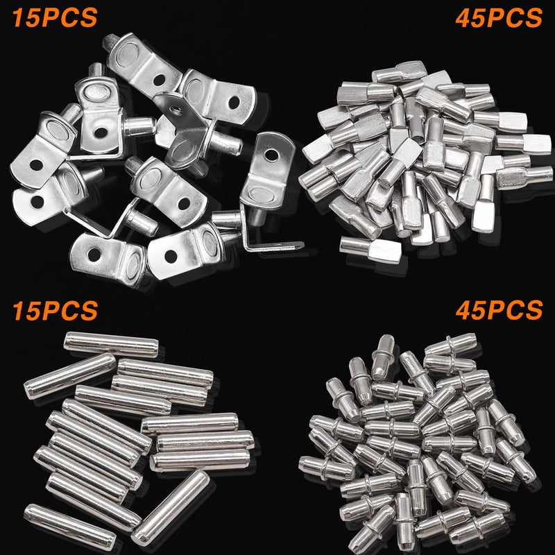 Taiss 120PCS Shelf Pins Kit 4 Styles,Nickel Plated Shelf Support Pegs,Shelf Bracket Pegs,Bookshelf Pegs,Shelf Holders pegs,Kitchen Cabinet Shelf pegs for Shelves Kitchen Furniture and Closet - Image 4