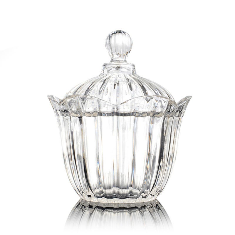 GAFBV 28 oz Large Glass Candy Dish with Lids Crystal Glass Candy Jar Home Decor Covered Wedding Buffet Jewelry Box Cookie Jar Biscuit Containers for Snacks Office Desk Party Coffee Beans (Transparent) - Image 1