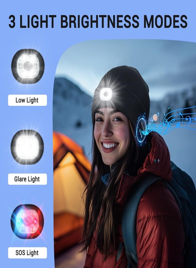 musIc Bluetooth Beanie with Light, USB Rechargeable Knit Hat with Headphones Headlamp and 3 Light Modes for Men and Women, Ideal Gift for Christmas Birthday - Image 3