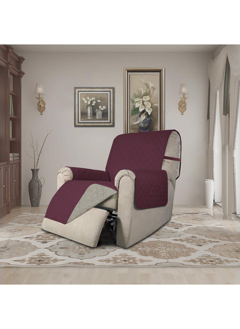 Easy-Going - Easy-Going Recliner Sofa Slipcover Reversible Sofa Cover Water Resistant Couch Cover Furniture Protector with Elastic Straps for Pets Kids Children Dog Cat (Recliner, Wine/Beige) - Image 1