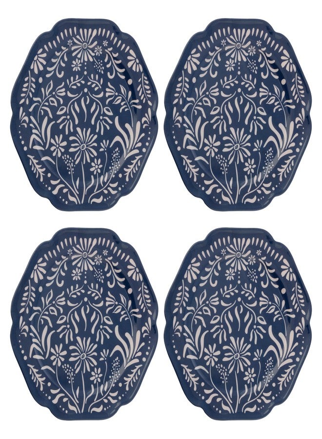 Karma, 10.75 inches Melamine Dinner Plates Set of 4, Reusable Dishwasher Safe Plates for Outdoor and Indoor, Mykonos - Image 1