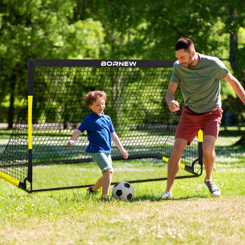 BORNEW Kids Soccer Goal for Backyard Set - 2 Set of 7X5 / 6X4 ft Toddler Soccer Nets Training Equipment, Soccer Ball, Pop Up Portable Soccer Set for Kids and Youth Games and Training Goals Ages 3-16 Gift - Image 5